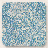 William Morris - Art Nouveau Blue Marigold Bier Onderzetter (Voorkant)