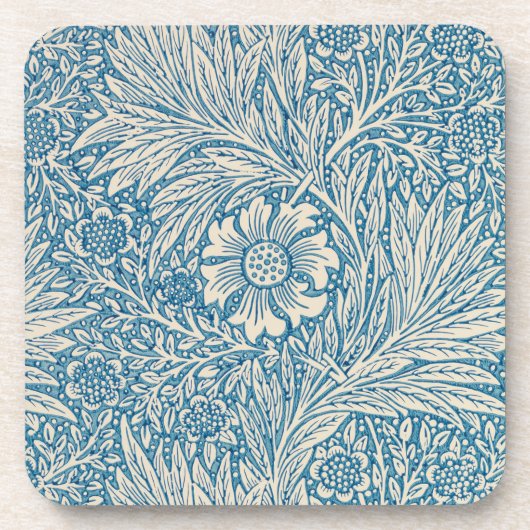 William Morris - Art Nouveau Blue Marigold Bier Onderzetter (Voorkant)