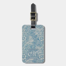 William Morris, Art Nouveau Blue Marigold Monogram Bagagelabel