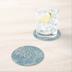 William Morris - Art Nouveau Blue Marigold Ronde Kartonnen Onderzetter