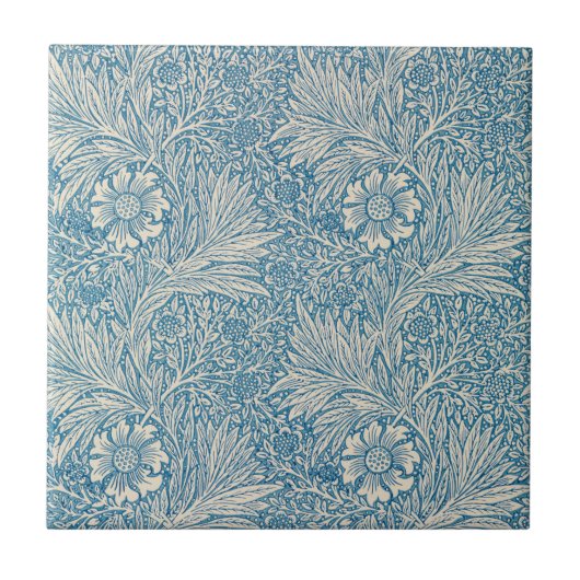 William Morris - Art Nouveau Blue Marigold Tegeltje (Voorkant)