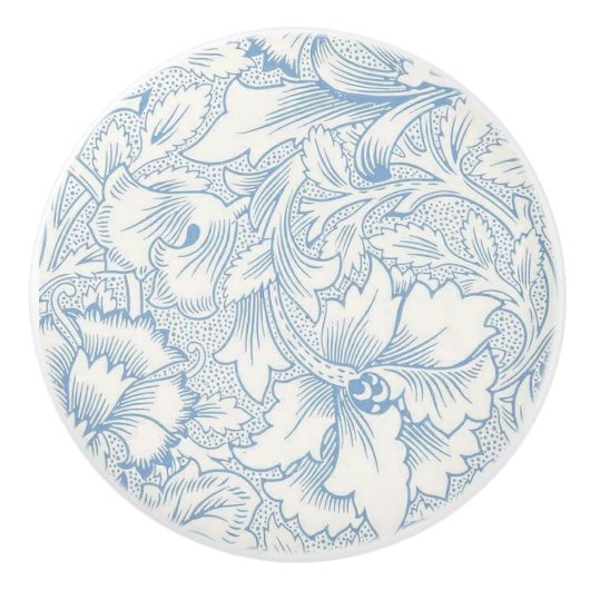 William Morris, Art Nouveau Elegant Blue Acanthus Keramische Knop (Voorkant)