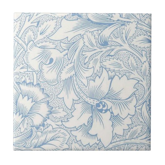 William Morris, Art Nouveau Elegant Blue Acanthus Tegeltje (Voorkant)