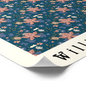 William Morris art nouveau flower design blue Poster (Hoek)