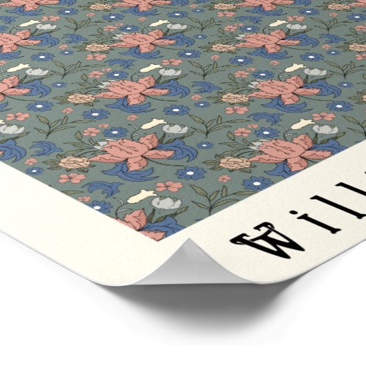 William Morris art nouveau flower design green Poster (Hoek)