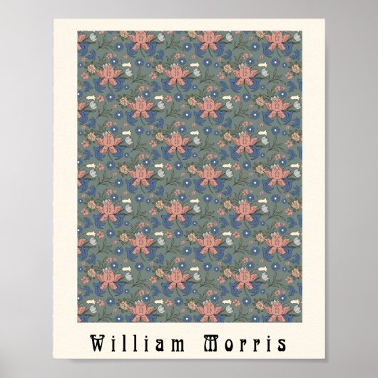 William Morris art nouveau flower design green Poster (Voorkant)