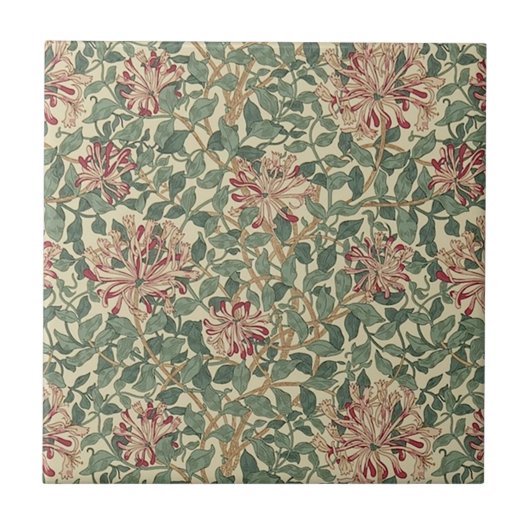 William Morris - Art Nouveau Honeysuckle & Leaves Tegeltje (Voorkant)