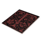 William Morris Art Nouveau Initiaal Vines Letter T Tegeltje (Zijkant)