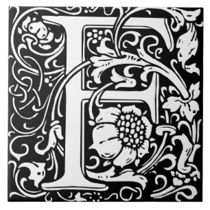 William Morris Art Nouveau Monogram Geschenkbrief  Tegeltje
