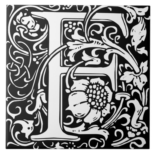 William Morris Art Nouveau Monogram Geschenkbrief Tegeltje (Voorkant)
