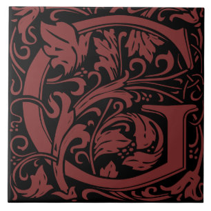 William Morris Art Nouveau Monogram Letter G Tegeltje