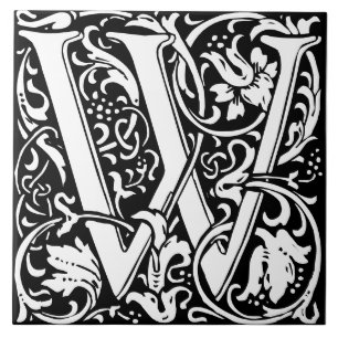 William Morris Art Nouveau Monogram Letter W Tegeltje