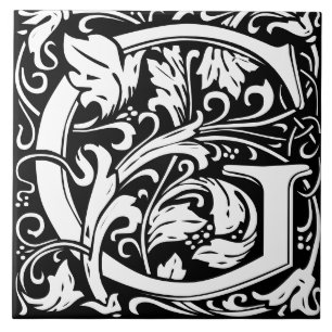 William Morris Art Nouveau Monogrammed Letter G Tegeltje