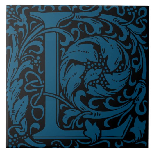 William Morris Art Nouveau Monogrammed Letter L Tegeltje (Voorkant)