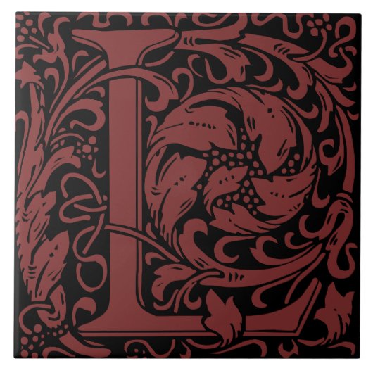 William Morris Art Nouveau Monogrammed Letter L Tegeltje (Voorkant)