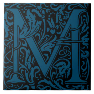 William Morris Art Nouveau Monogrammed Letter M Tegeltje