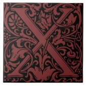 William Morris Art Nouveau Monogrammed Letter X Tegeltje (Voorkant)