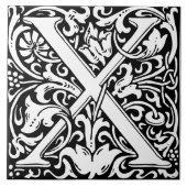William Morris Art Nouveau Monogrammed Letter X Tegeltje (Voorkant)