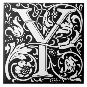 William Morris Art Nouveau Monogrammed Letter Y Tegeltje
