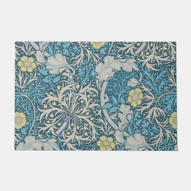 William Morris, art nouveau Patroon, zeewier, blau Deurmat (Voorkant)