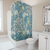 William Morris, art nouveau Patroon, zeewier, blau Douchegordijn (In situ)