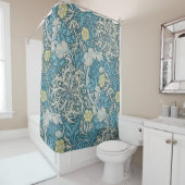 William Morris, art nouveau Patroon, zeewier, blau Douchegordijn (In situ)