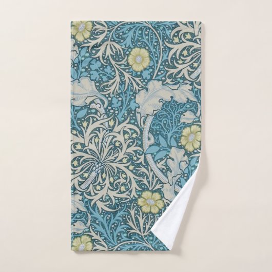 William Morris, art nouveau Patroon, zeewier, blau Handdoek (Handdoek)