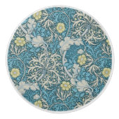 William Morris, art nouveau Patroon, zeewier, blau Keramische Knop (Voorkant)