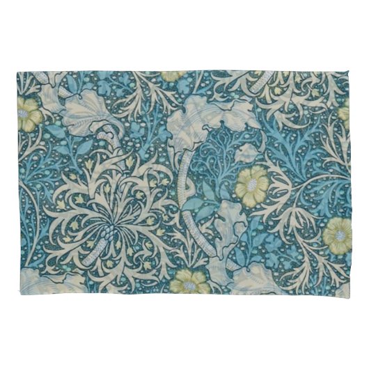 William Morris, art nouveau Patroon, zeewier, blau Kussensloop (Voorkant)