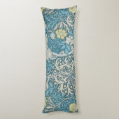 William Morris, art nouveau Patroon, zeewier, blau Lichaamskussen (Achterkant (Verticaal))
