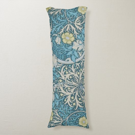 William Morris, art nouveau Patroon, zeewier, blau Lichaamskussen (Voorkant Verticaal)