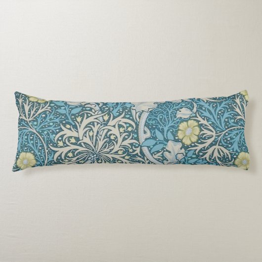 William Morris, art nouveau Patroon, zeewier, blau Lichaamskussen (Voorkant)