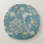 William Morris, art nouveau Patroon, zeewier, blau Rond Kussen (Voorkant)