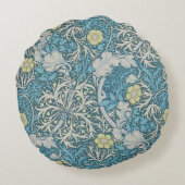 William Morris, art nouveau Patroon, zeewier, blau Rond Kussen (Achterkant)