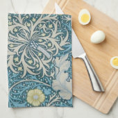 William Morris, art nouveau Patroon, zeewier, blau Theedoek (Quarter Fold)