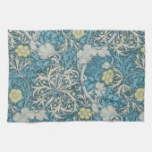 William Morris, art nouveau Patroon, zeewier, blau Theedoek (Horizontaal)