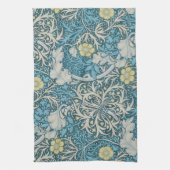 William Morris, art nouveau Patroon, zeewier, blau Theedoek (Verticaal)