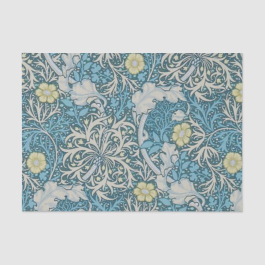 William Morris, art nouveau Patroon, zeewier, blau Tissuepapier (Voorkant)