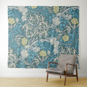 William Morris, art nouveau Patroon, zeewier, blau Wandkleed (In Situ (horizontaal))