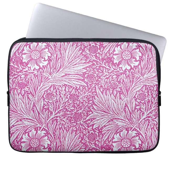 William Morris - Art Nouveau Pink Marigold Laptop Sleeve (Voorkant)