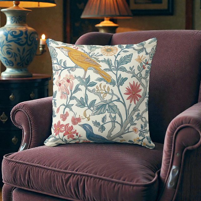 William Morris Art Nouveau Vogelpatroon Kussen (Creator heeft geüpload)
