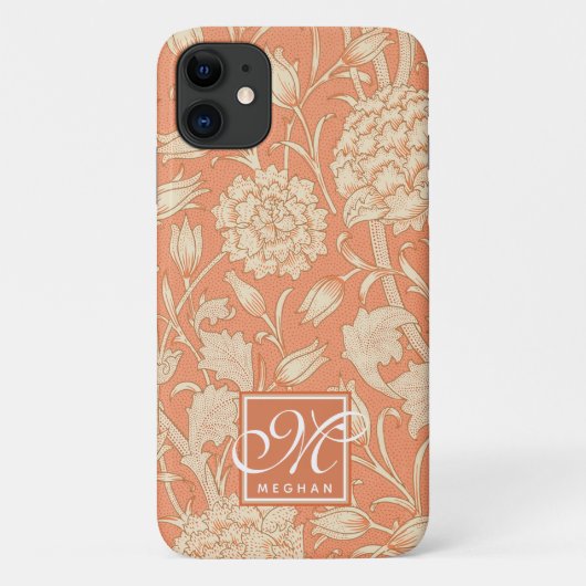 William Morris - Art Nouveau Wild Tulips Monogram Case-Mate iPhone Case (Achterkant)