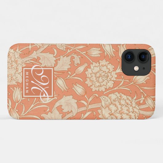 William Morris - Art Nouveau Wild Tulips Monogram Case-Mate iPhone Case (Achterkant (horizontaal))