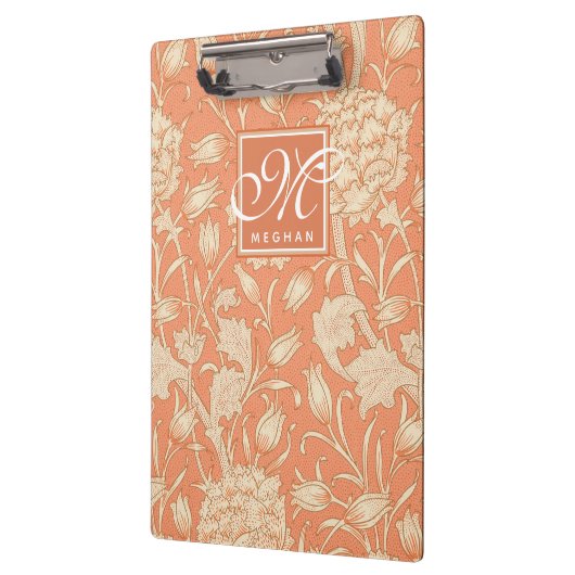 William Morris - Art Nouveau Wild Tulips Monogram Klembord (Links)