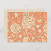 William Morris - Art Nouveau Wild Tulips - Peach Briefkaart (Voorkant / Achterkant)