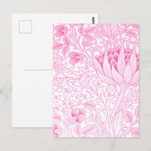 William Morris Artichoke Bord Roze Briefkaart (Voorkant / Achterkant)