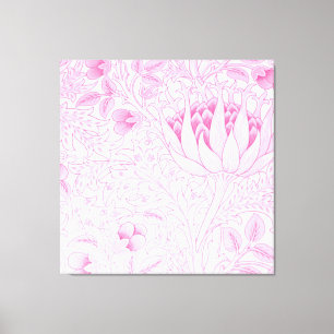 William Morris Artichoke Bord Roze Canvas Afdruk