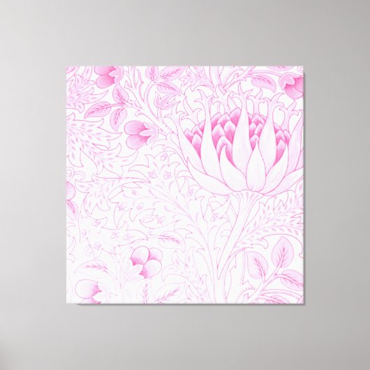 William Morris Artichoke Bord Roze Canvas Afdruk (Voorkant)