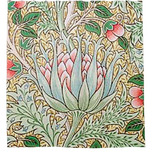 William Morris  Artichoke Floral Pattern Douchegordijn (Voorkant)