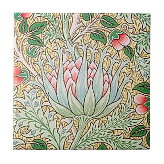 William Morris  Artichoke Floral Pattern Tegeltje (Voorkant)